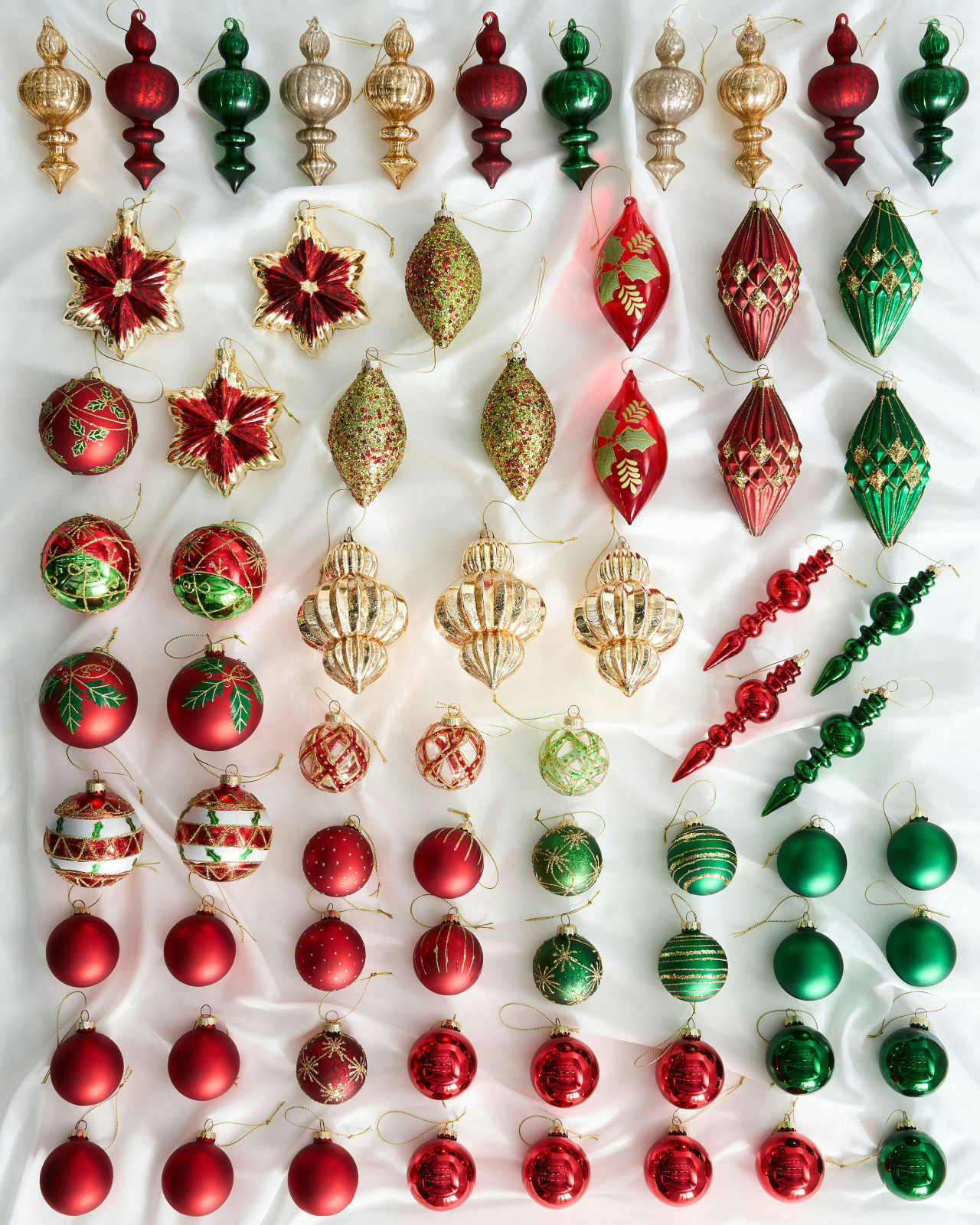 Conjunto de 70 bolas TWINKLE Vidro Vermelho/Verde