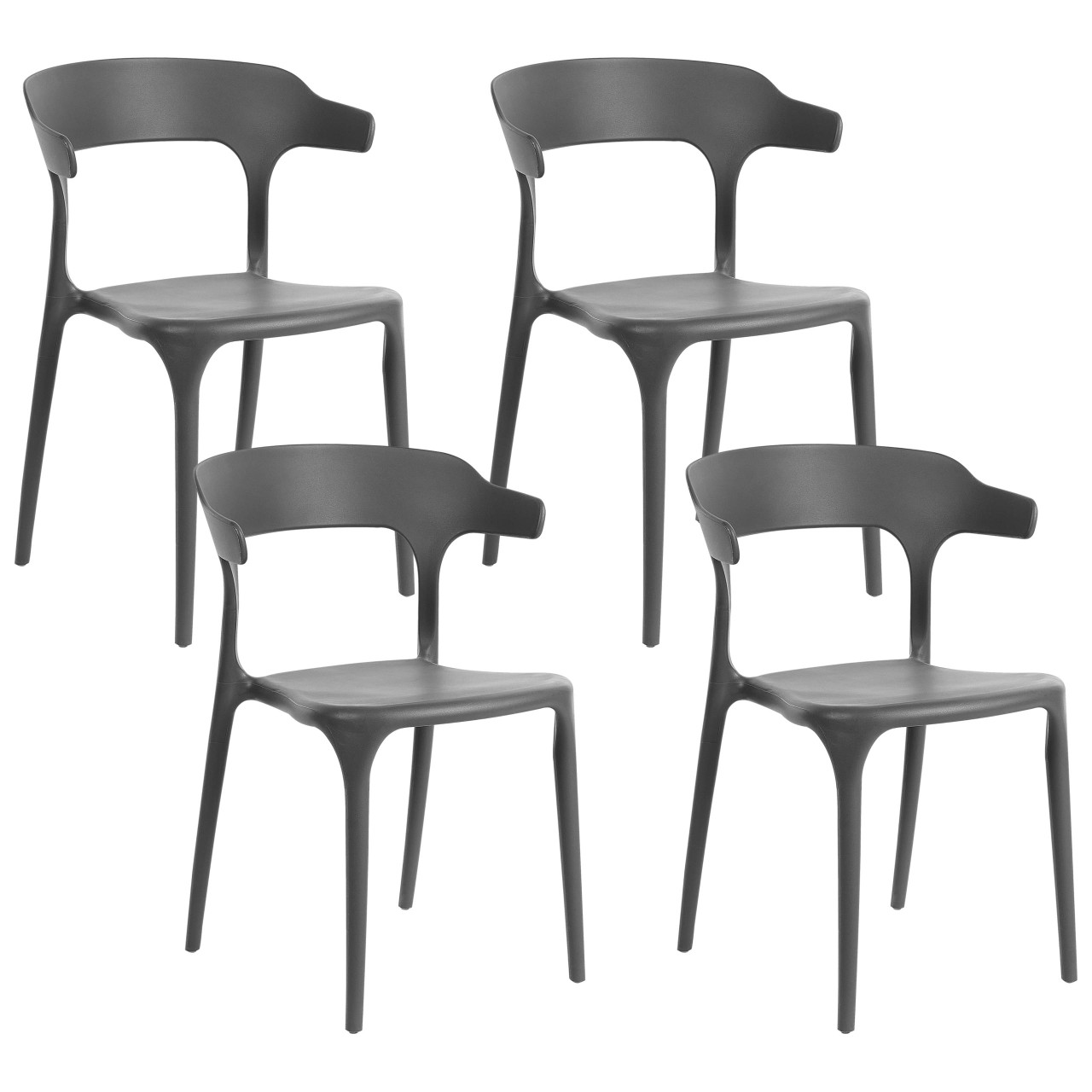 Conjunto de 4 sillas de comedor Gubbio polipropileno gris