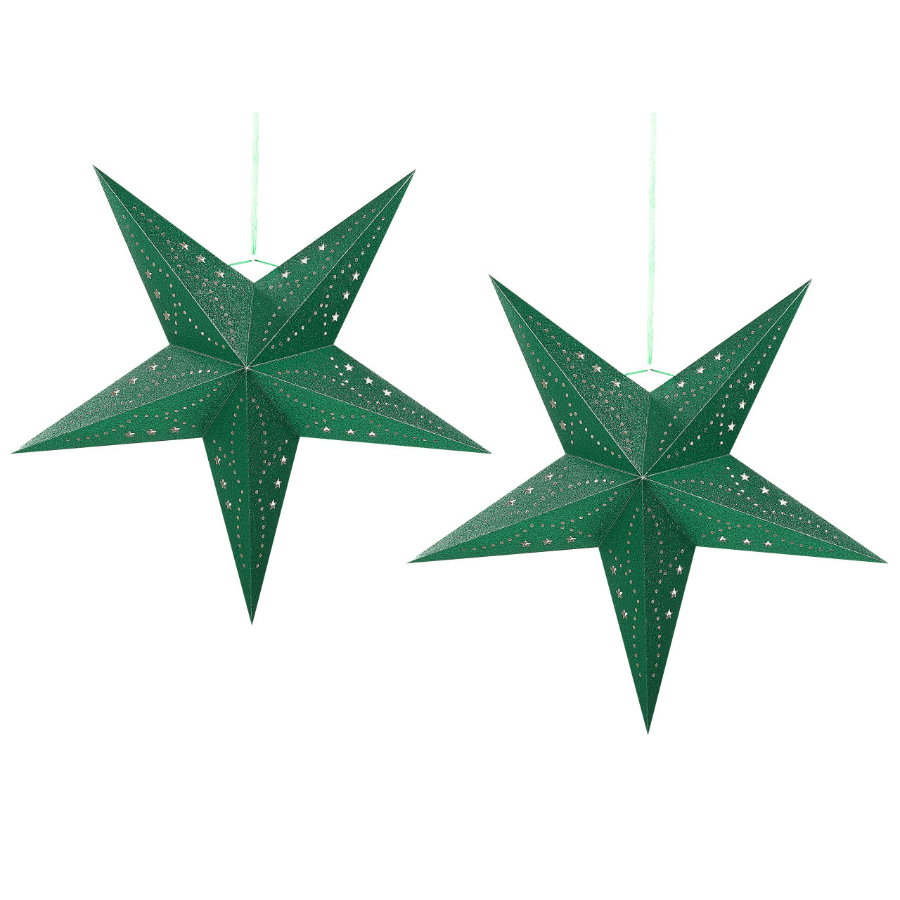 Decoración de pared estrella de papel con luces LED verde