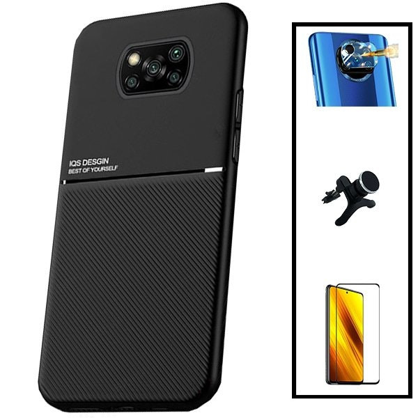 Funda magnética lujo + cristal 5D full cover + soporte magnético reforzado para Xiaomi Poco X3 Pro