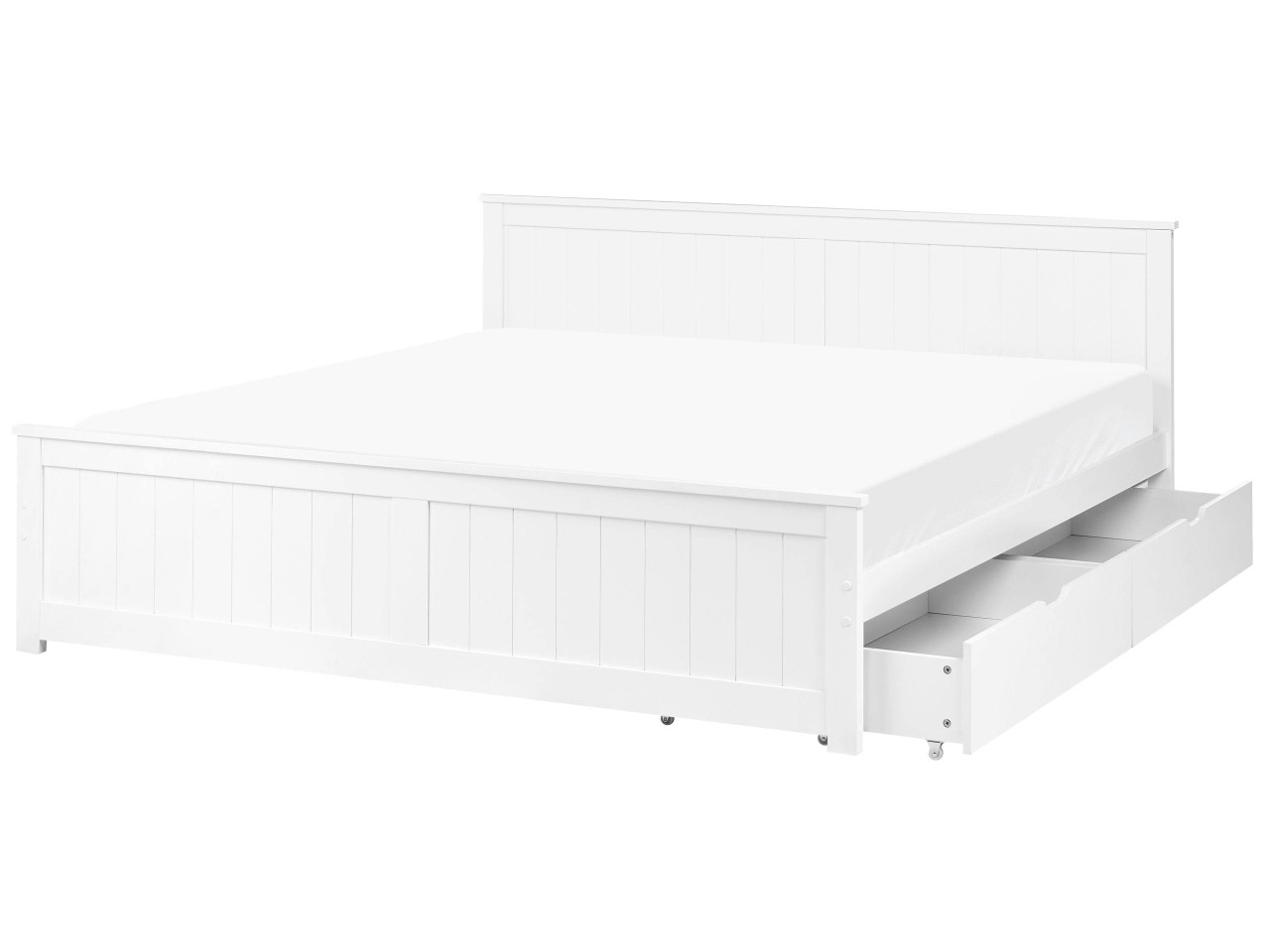 Cama con 2 cajones Sabran pino 180x200 cm blanco