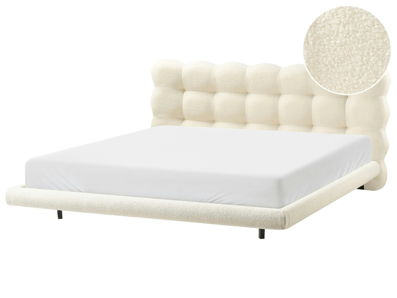 Cama Bouclé SOULISSE 180 x 200 cm Branco creme