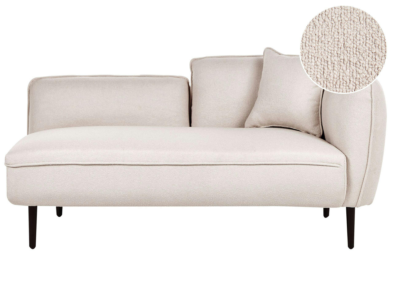 Chaise longue à direita CHEVANNES Bouclé Creme claro