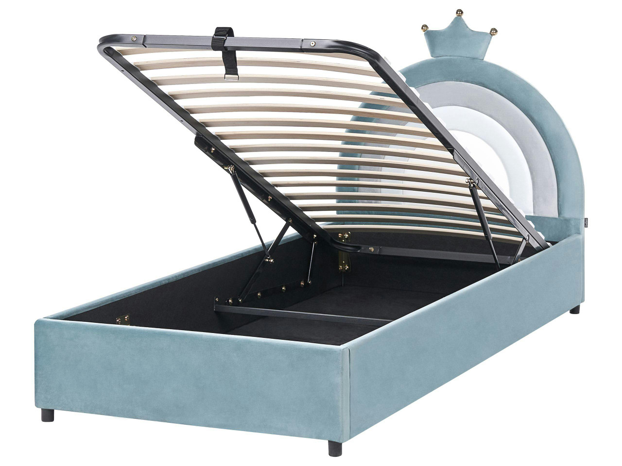 Sommier para crianças com arrumação Coroa Veludo GRISETOT 90 x 200 cm Azul