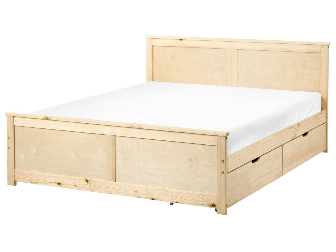 Cama doble de pino con 2 cajones y cabecero