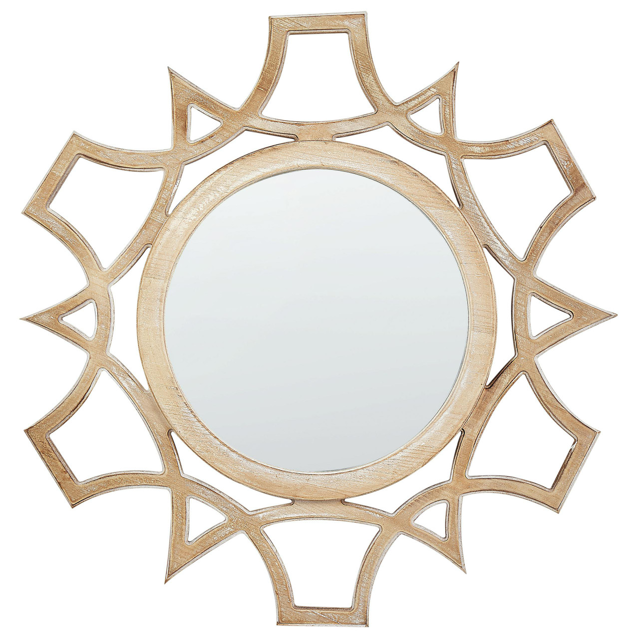 Zapopan round decorative mirror MDF wood veneer