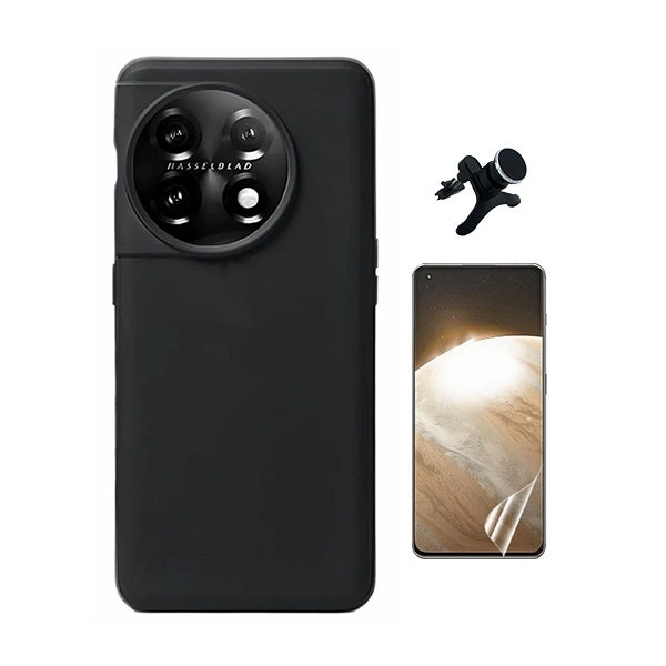 Protector Hydrogel Full Cover, Funda Silicona Líquida y Soporte Magnético Reforzado para OnePlus 11