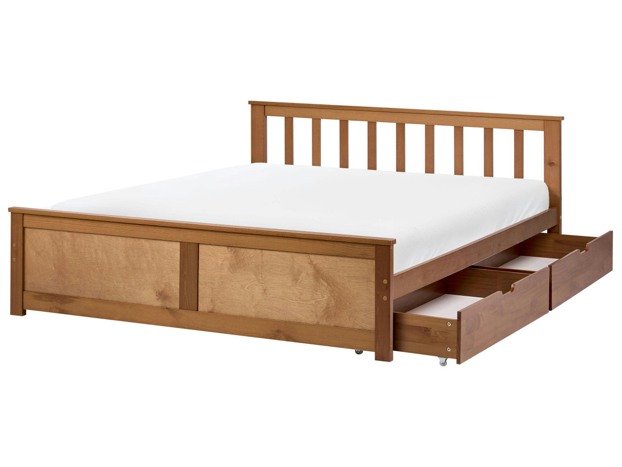 Cama doble OLENDON pino con 2 cajones