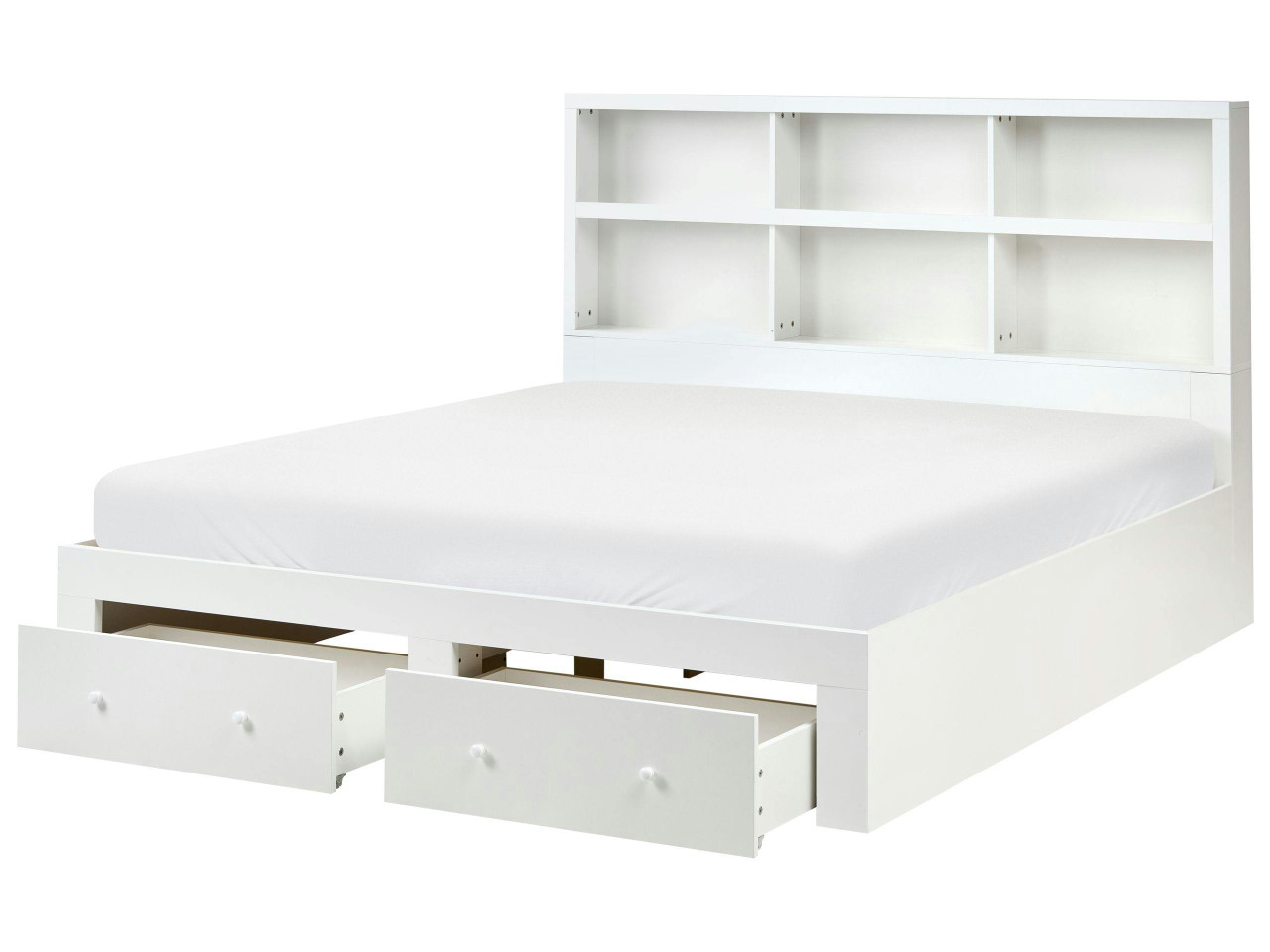 Cama com gavetas de arrumação TARARE 180 x 200 cm Branco