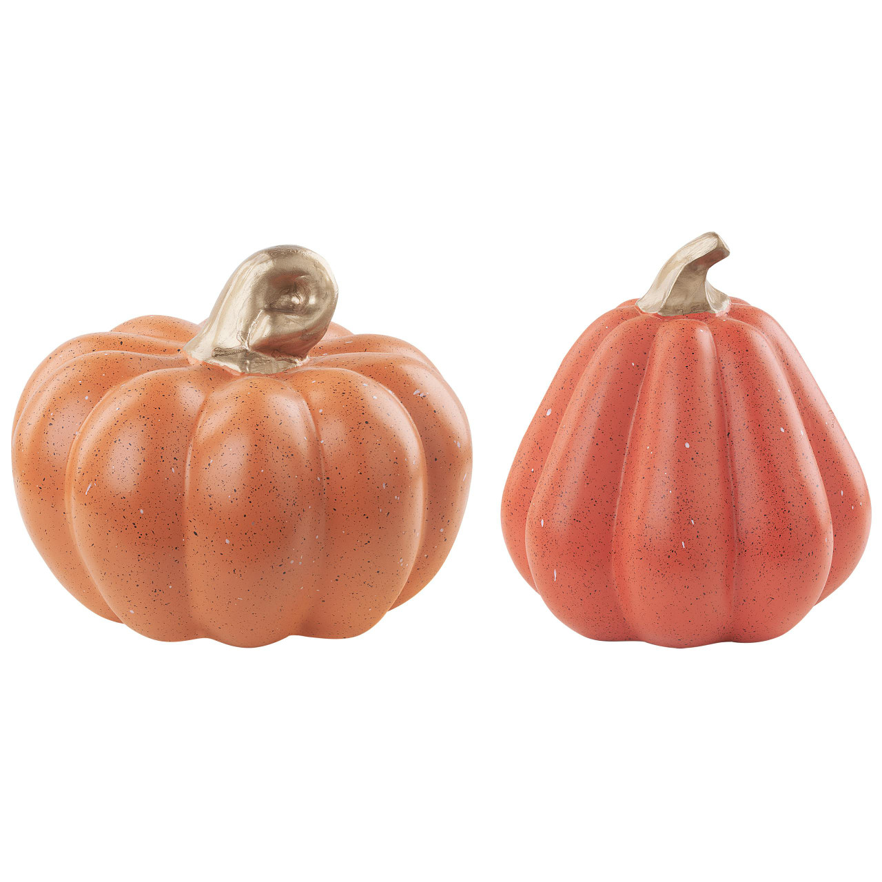 Decorative pumpkin sculptures set of 2 resin orange