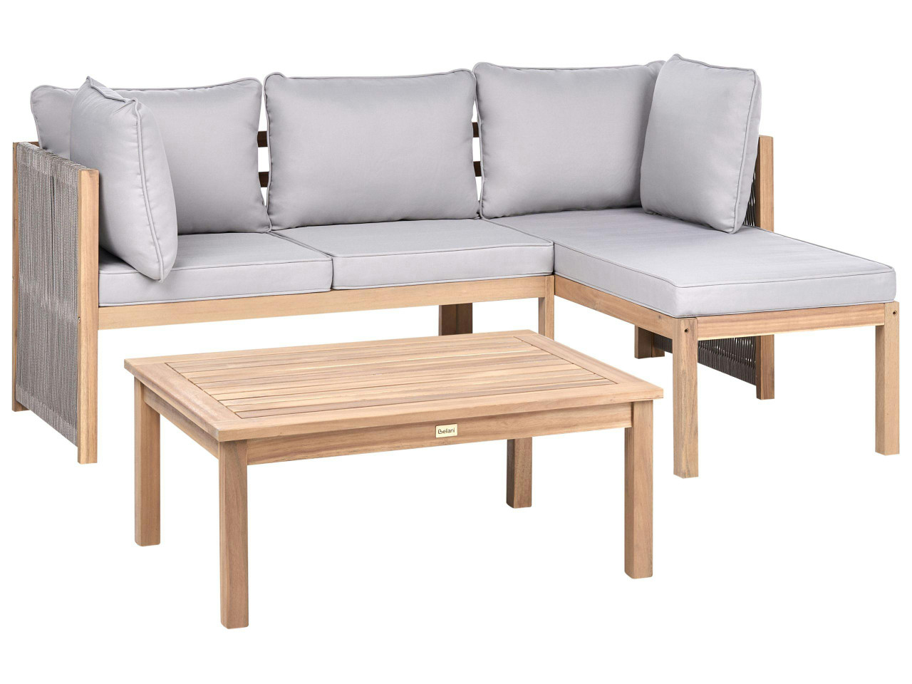 Outdoor corner sofa with coffee table ARABBA acacia wood grey