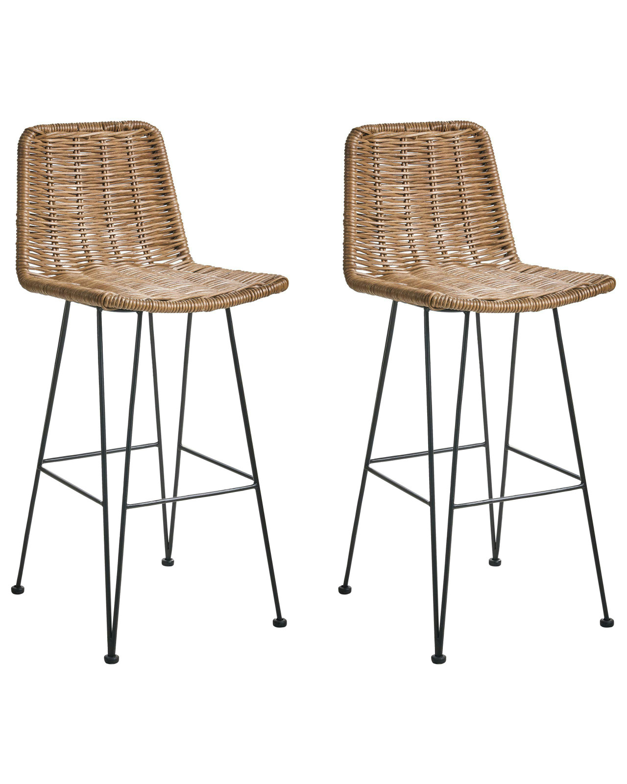 Conjunto de 2 bancos de bar CASSITA Rattan Castanho