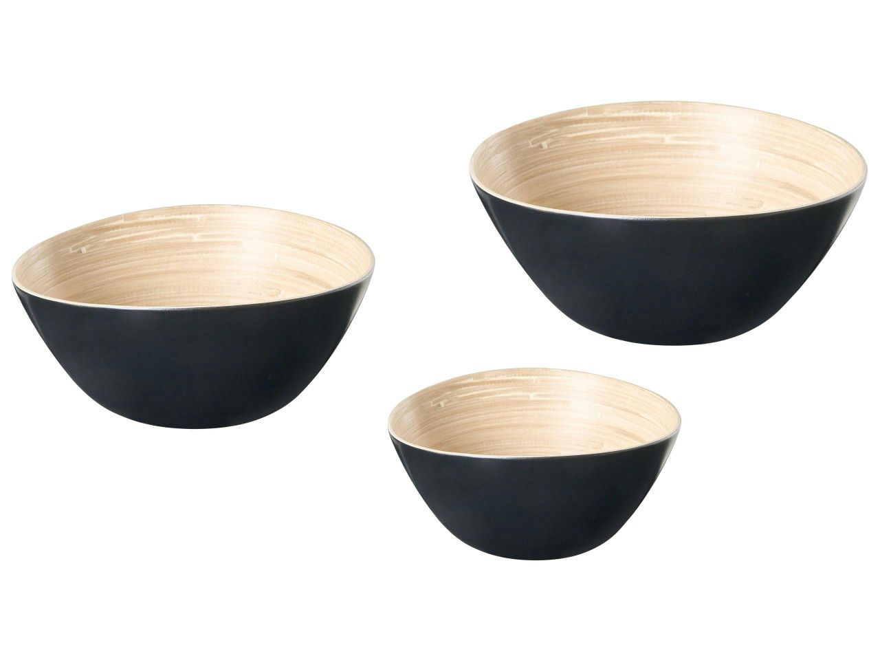 Conjunto de 3 taças decorativas BONHEUR Madeira de bambu Preto