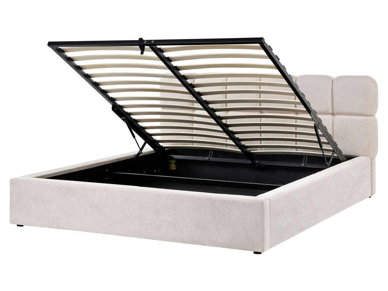 Sommier com arrumação Tecido BASTON 160 x 200 cm Creme claro