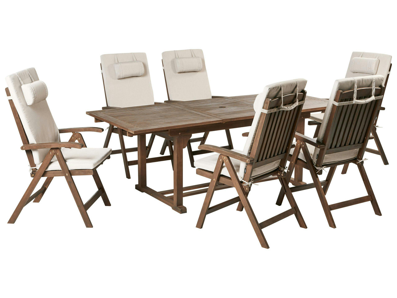 Conjunto de refeições de jardim 6 lugares AMANTEA PREMIUM Madeira de acácia Creme claro