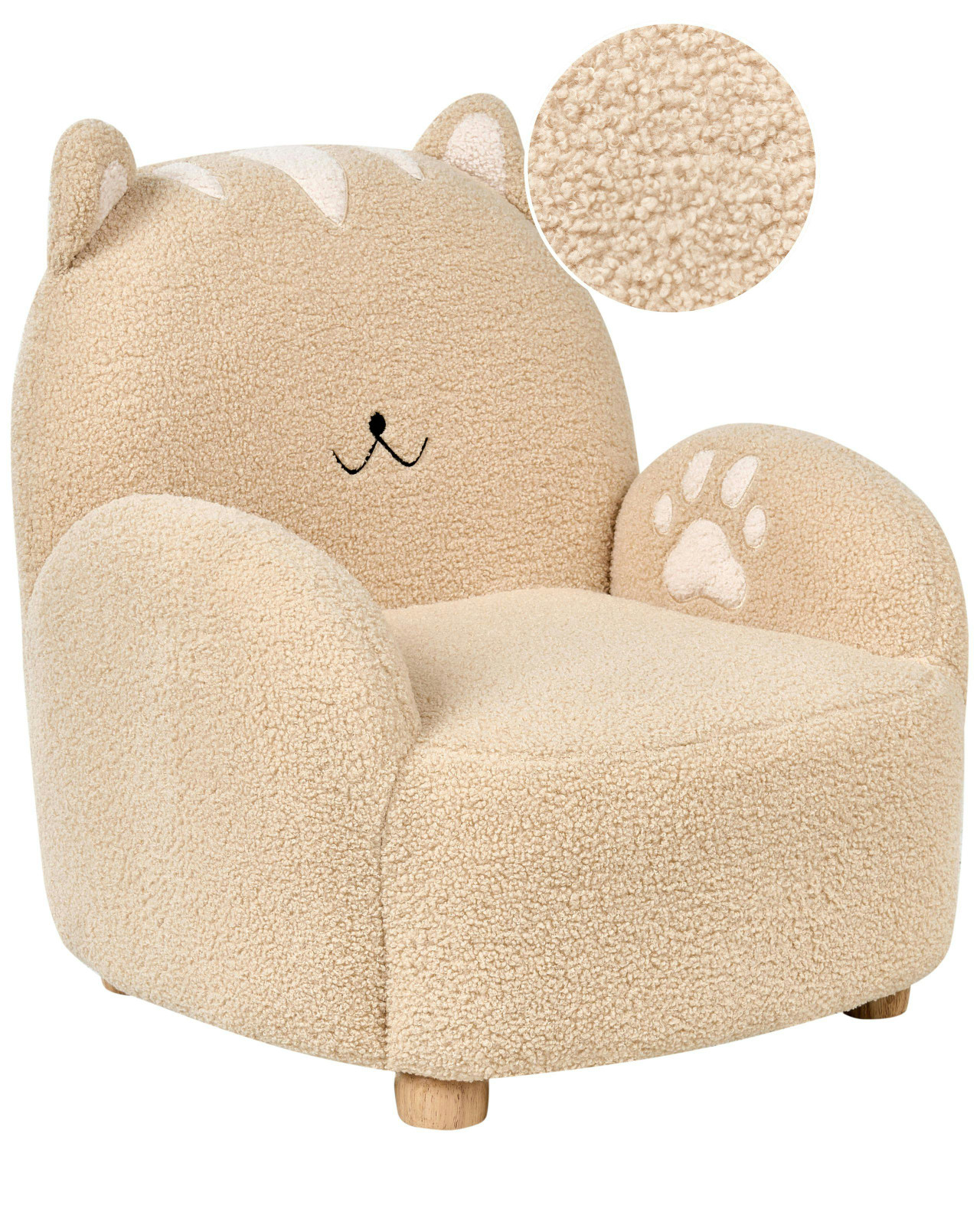 Poltrona para crianças Gato ZOAR Bouclé Creme