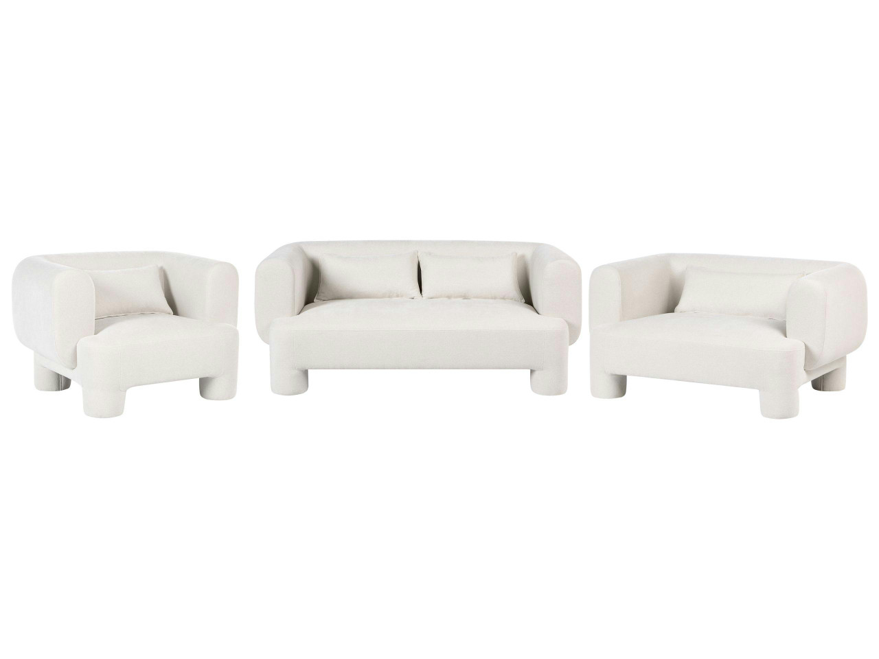 Conjunto de sala de estar 6 lugares HOGBO Tecido Branco - 704819