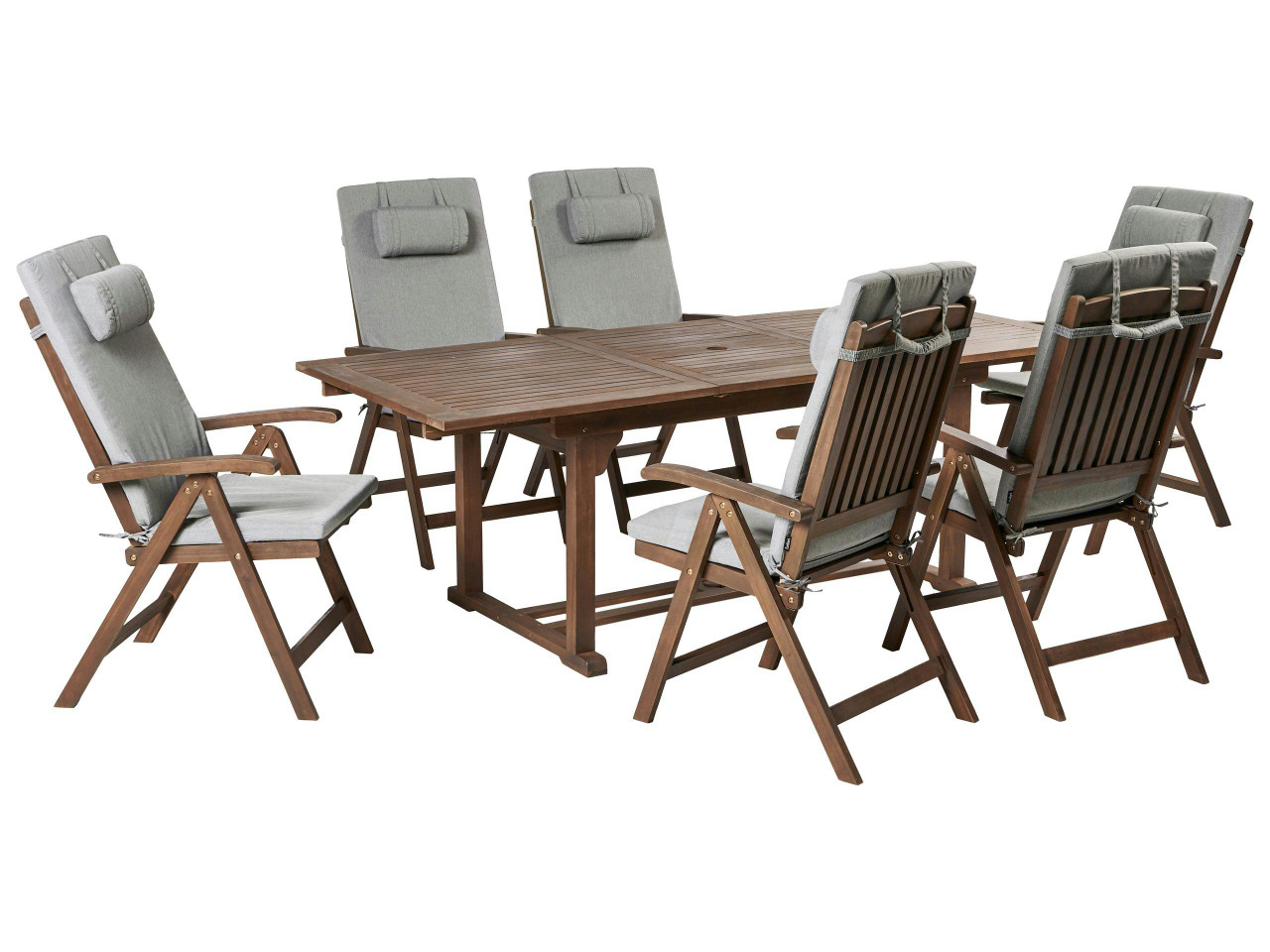 Conjunto de refeições de jardim 6 lugares AMANTEA PREMIUM Madeira de acácia Cinzento Mesclado