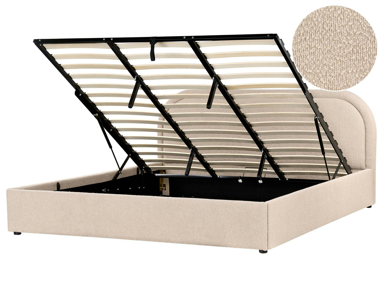 Sommier com arrumação Bouclé QUILLIEN 180 x 200 cm Creme