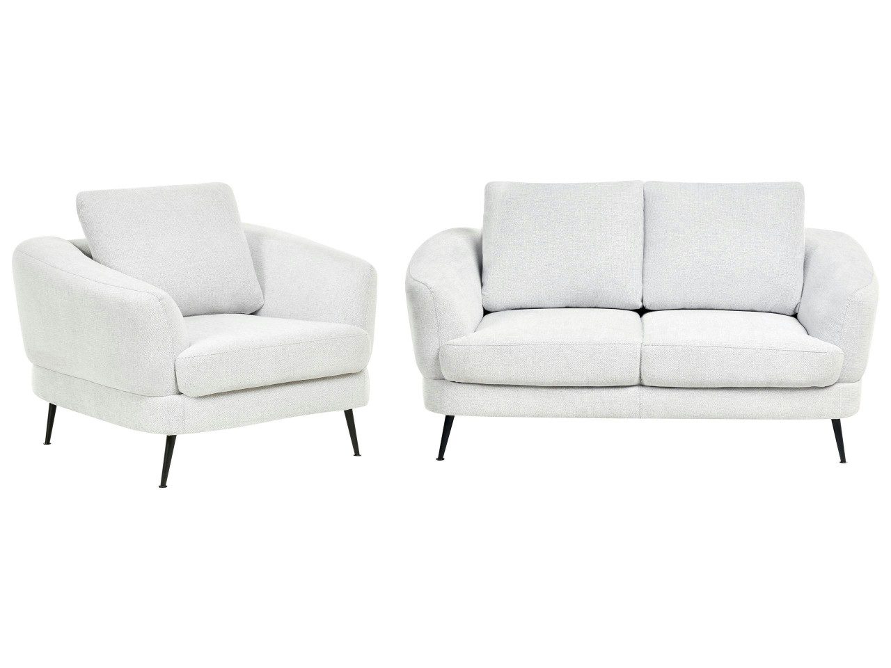 Conjunto de sala de estar 3 lugares KJAER Tecido Branco creme
