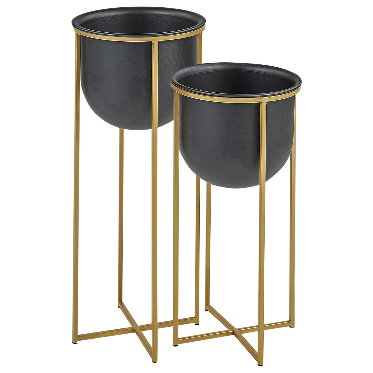 Conjunto 2 Macetas de Hierro con Soporte Thuja negro