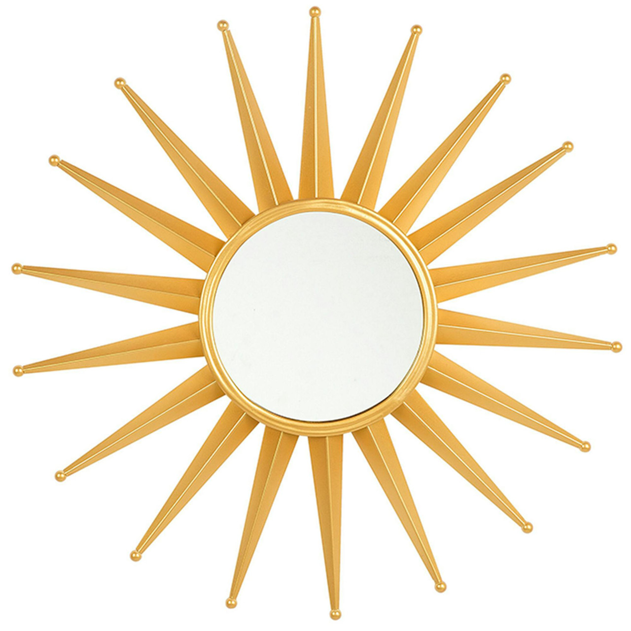 Decorative sun-shaped mirror gold iron frame