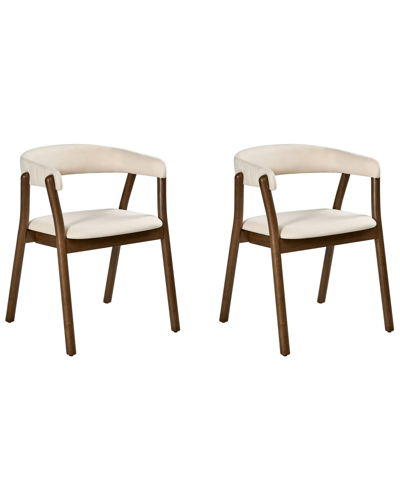 Conjunto de 2 cadeiras de jantar MYLO Tecido Branco-creme/Castanho escuro