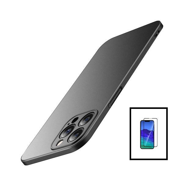 Tempered Glass Full Cover Screen Protector and SlimShield Case Kit for iPhone 14 Pro - Black