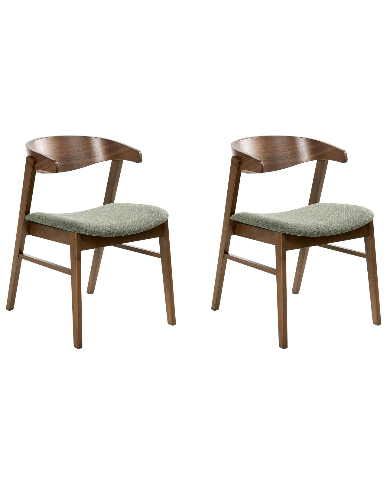 Conjunto de 2 cadeiras de jantar LILLY Castanho Escuro/Verde