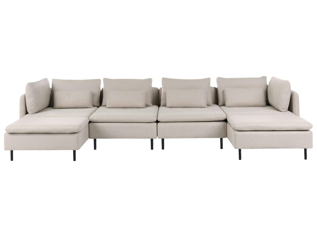 Sofá modular en U 4 plazas tejido crema