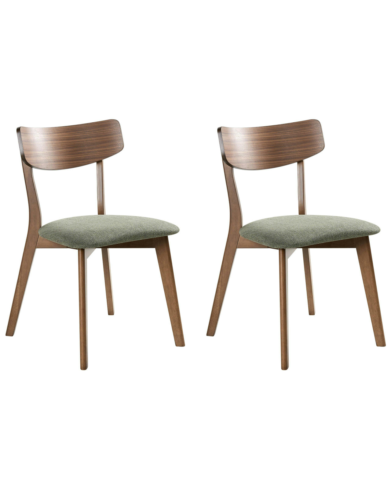 Conjunto de 2 cadeiras de jantar HOPE Madeira Castanho Escuro/Verde