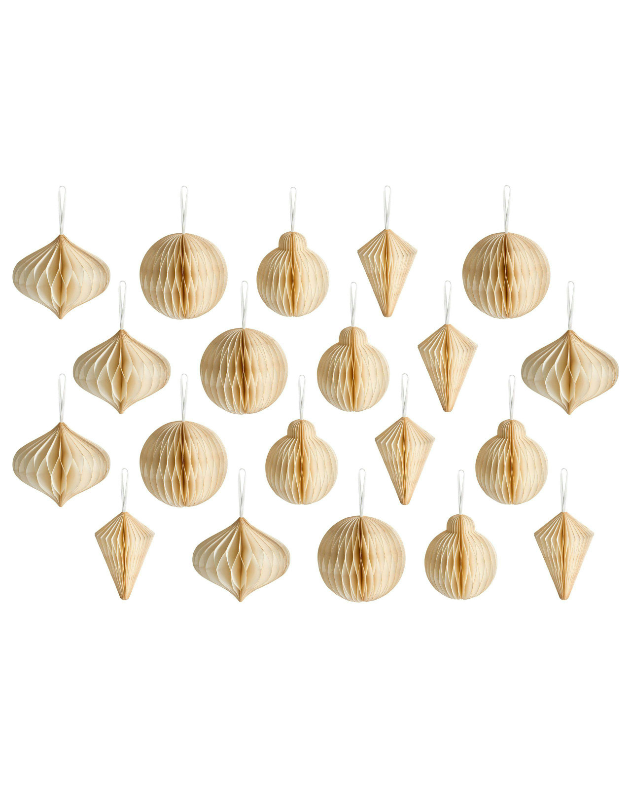 Conjunto de 20 enfeites para árvore de Natal JOLSTRA Papel Creme