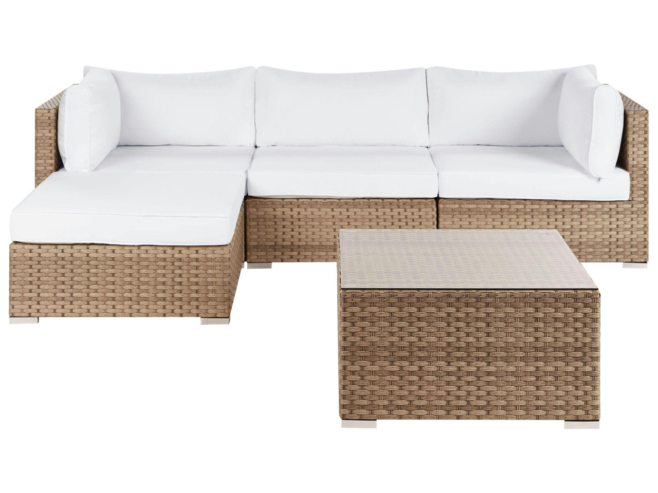 Conjunto de sofás de jardim de canto 4 lugares SANO à direita Natural