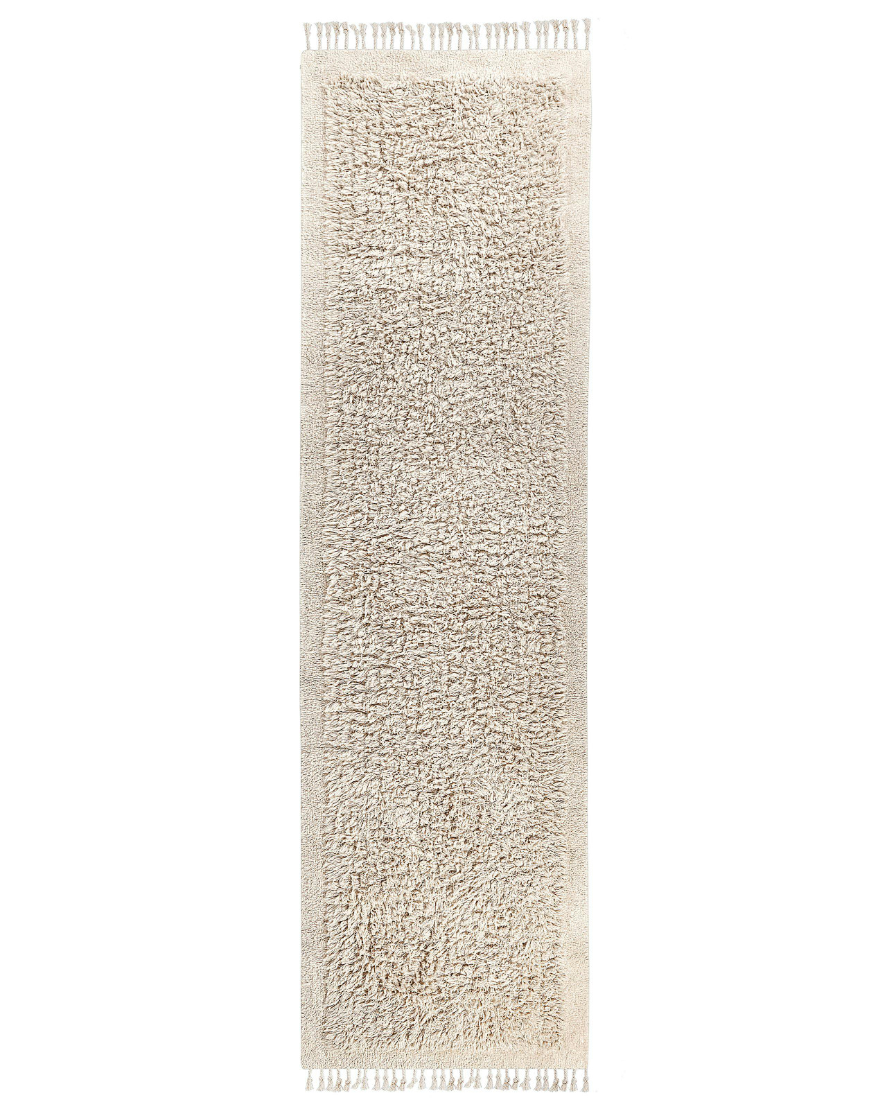 Alfombra shaggy BITLIS algodón crema claro 80 x 300 cm