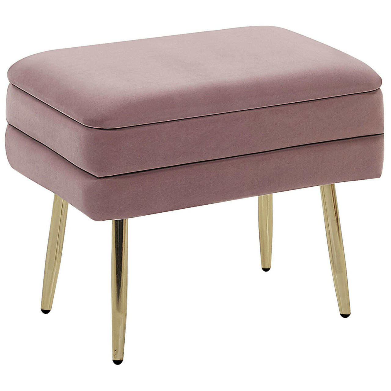 Odessa storage stool velvet pink gold metal legs