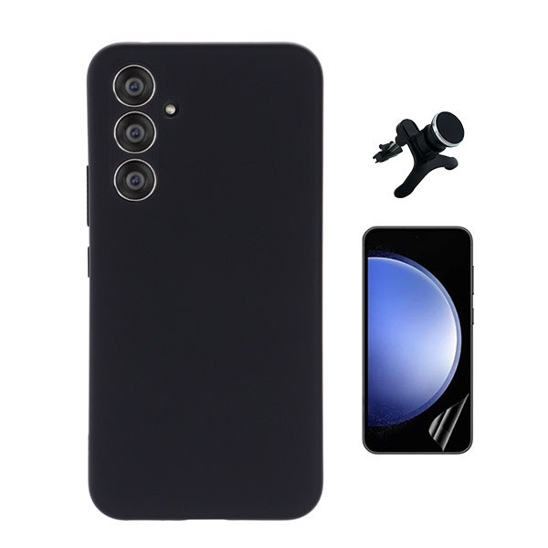 Kit Película Hydrogel Frontal con Funda de Silicona Líquida y Soporte Magnético Reforzado para Galaxy S24 FE
