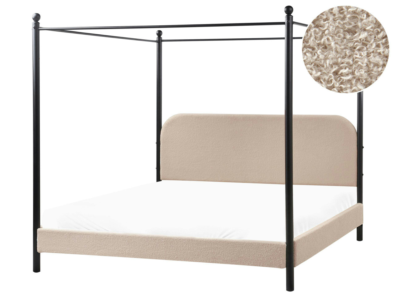 Cama com dossel Bouclé DANNEMOIS 180 x 200 cm Taupe