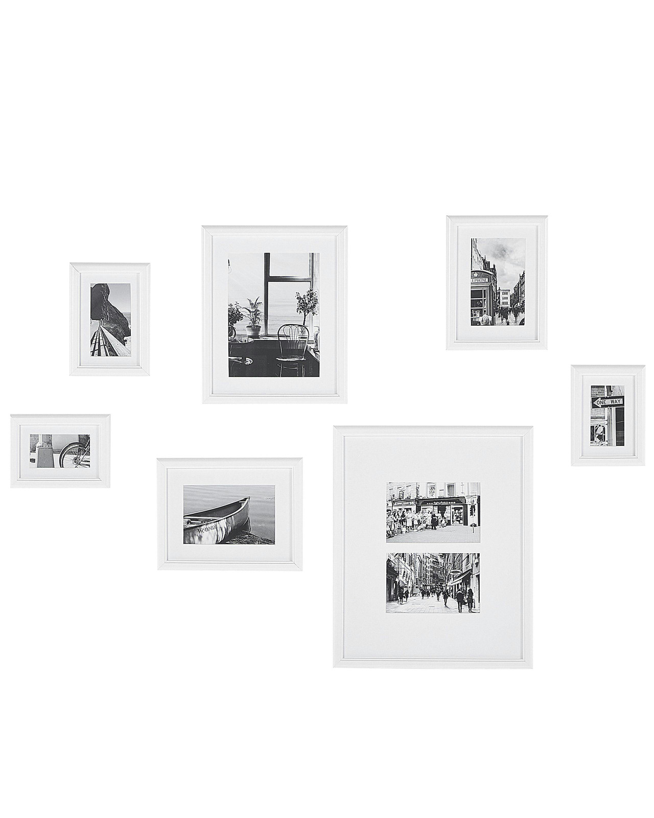 Conjunto de 7 molduras para fotografias ZINARE Motivo urbano Branco