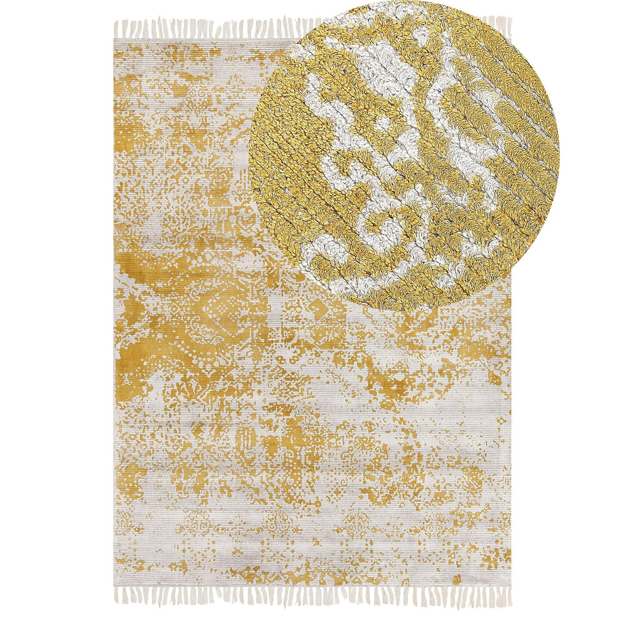 Alfombra Boyali viscosa crema patrón oriental
