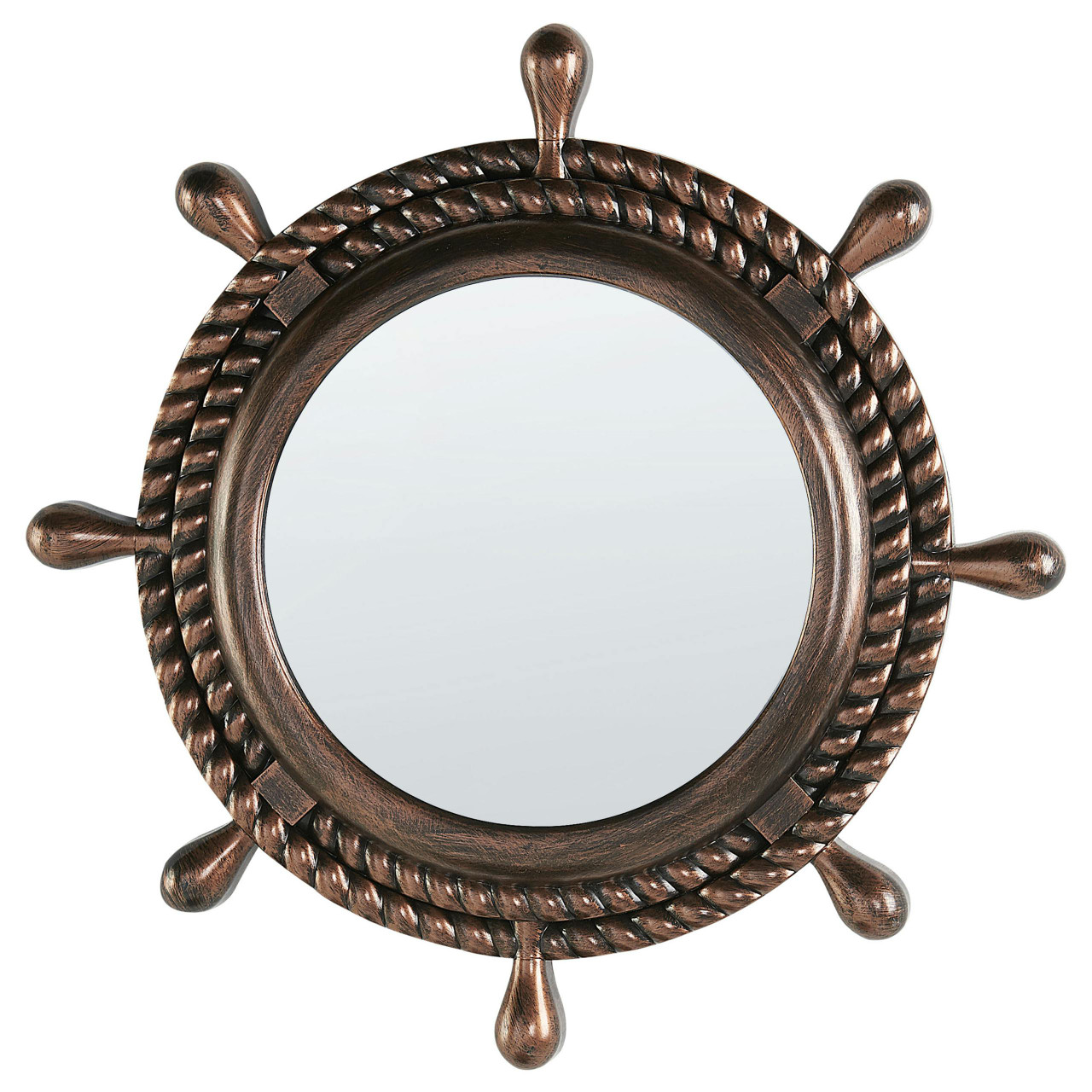 Gormaz round wall mirror in brown synthetic material