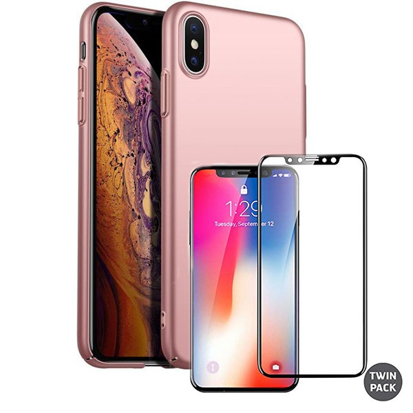 Cristal Templado Full Cover 5D + Funda SlimShield para iPhone X XS