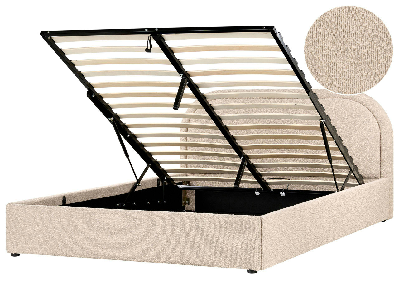 Sommier com arrumação Bouclé QUILLIEN 160 x 200 cm Creme