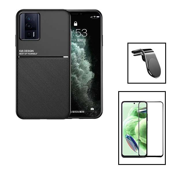 Kit funda magnética de lujo + 5D full cover + soporte magnético universal para Poco F5 Pro