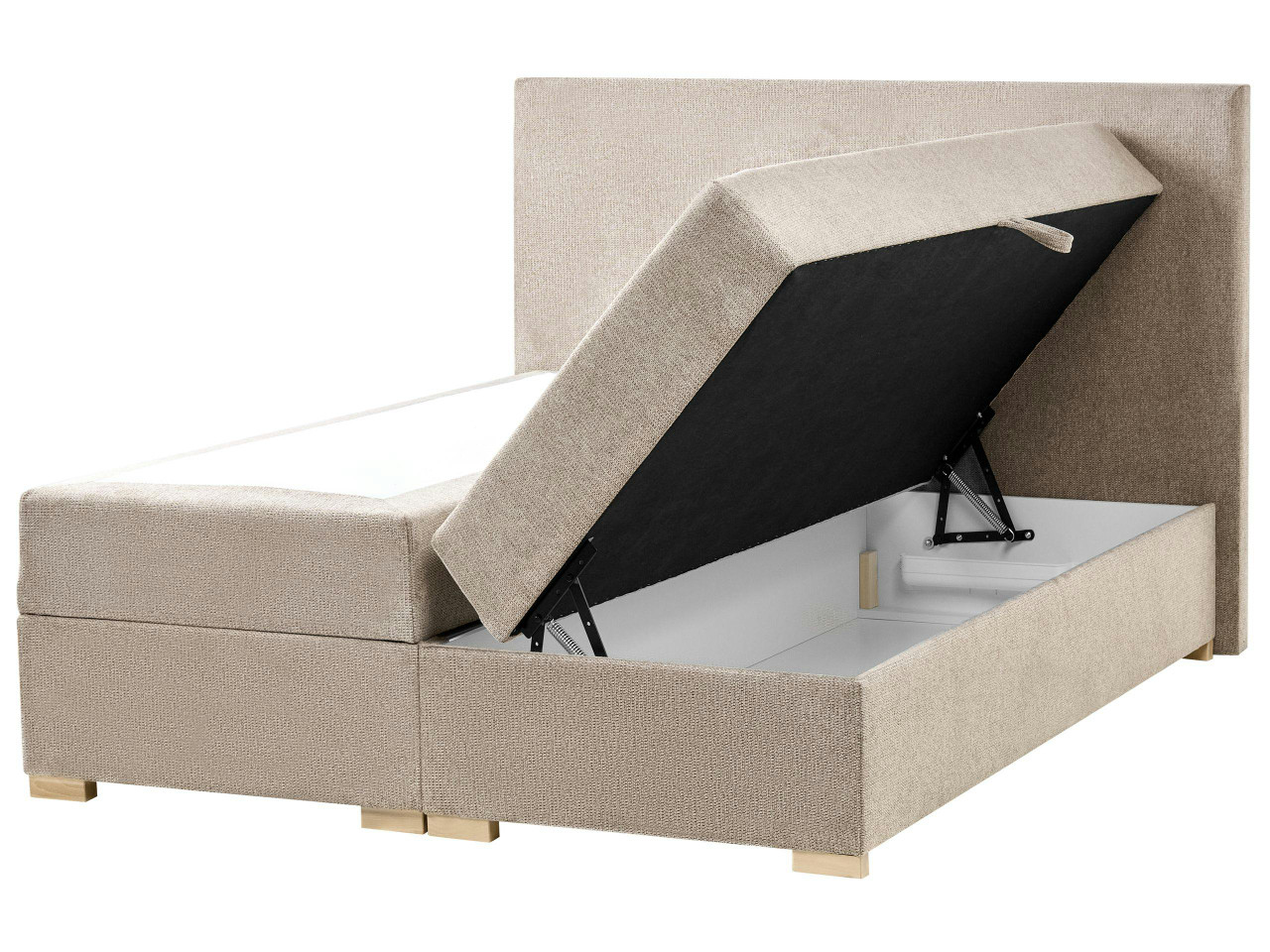 Cama continental com arrumação Tecido MAJOR 140 x 200 cm Taupe