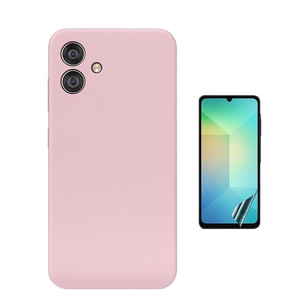 Protector hydrogel y funda de silicona para Samsung Galaxy A06 - rosa