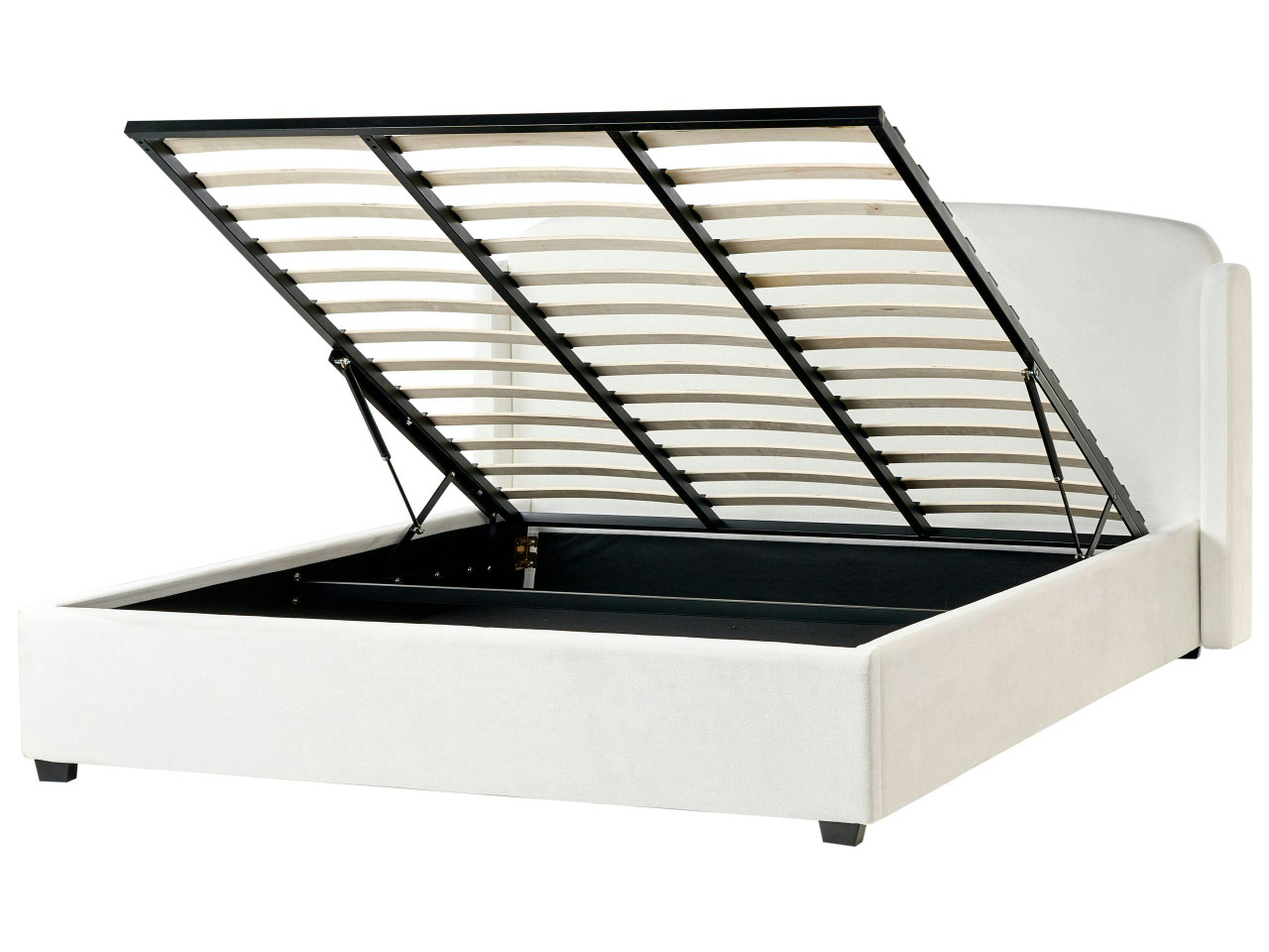 Sommier com arrumação Tecido BERNAY 180 x 200 cm Branco creme