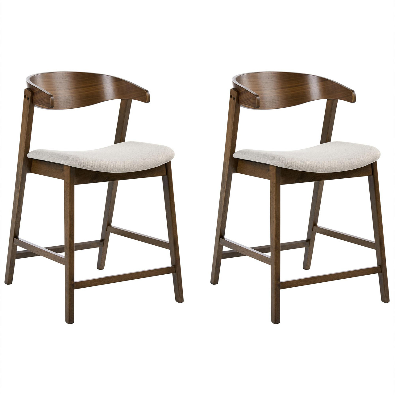 Set of 2 Lilly bar stools fabric cream with wooden frame