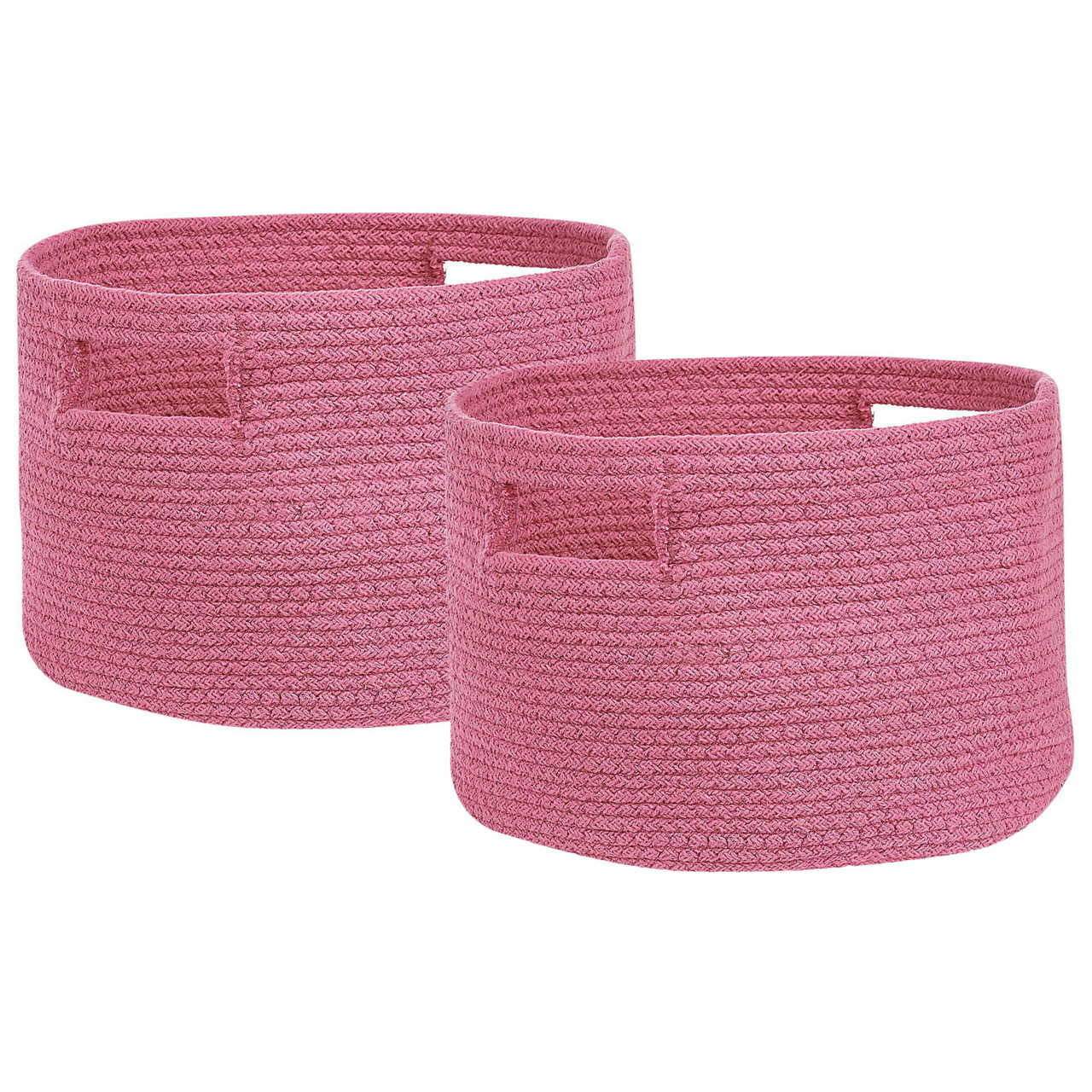 Set of 2 handwoven cotton baskets pink