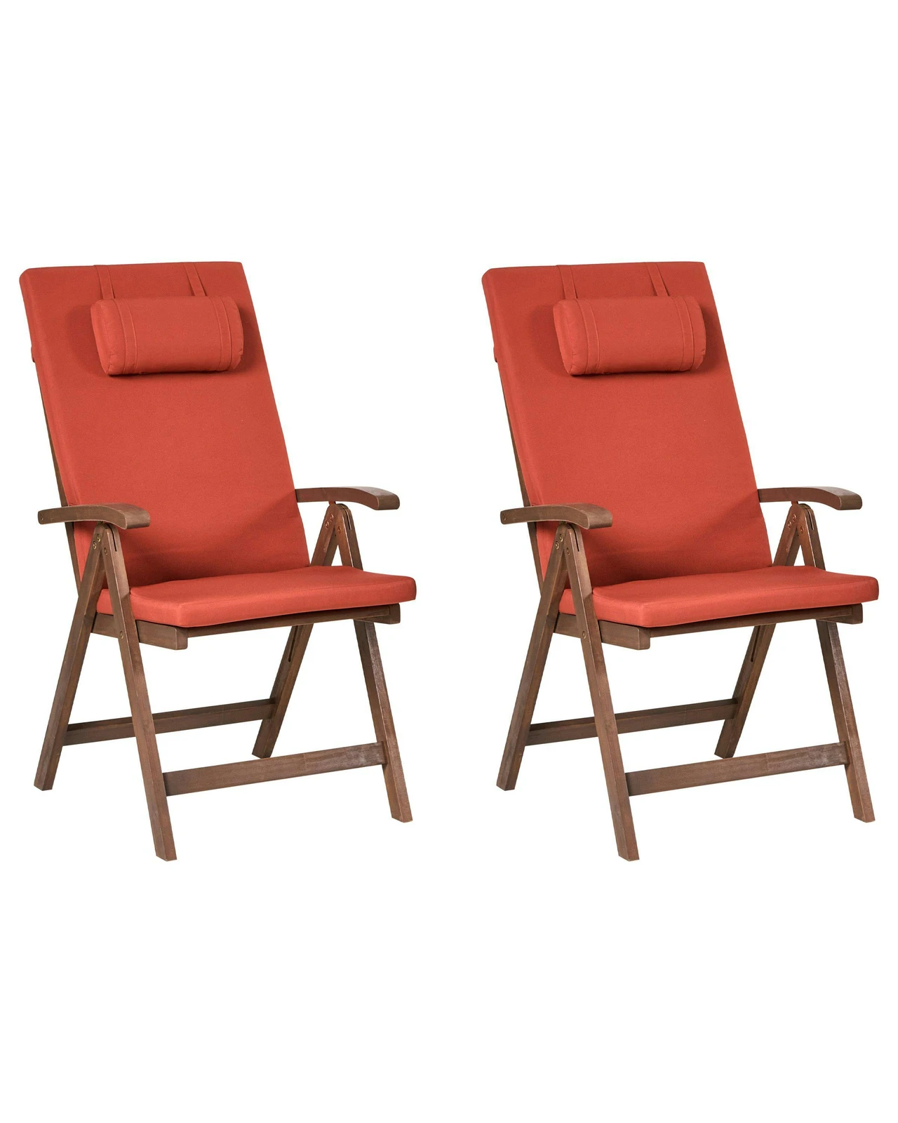 Conjunto de 2 cadeiras de jardim com almofadas AMANTEA PREMIUM Madeira de acácia Vermelho