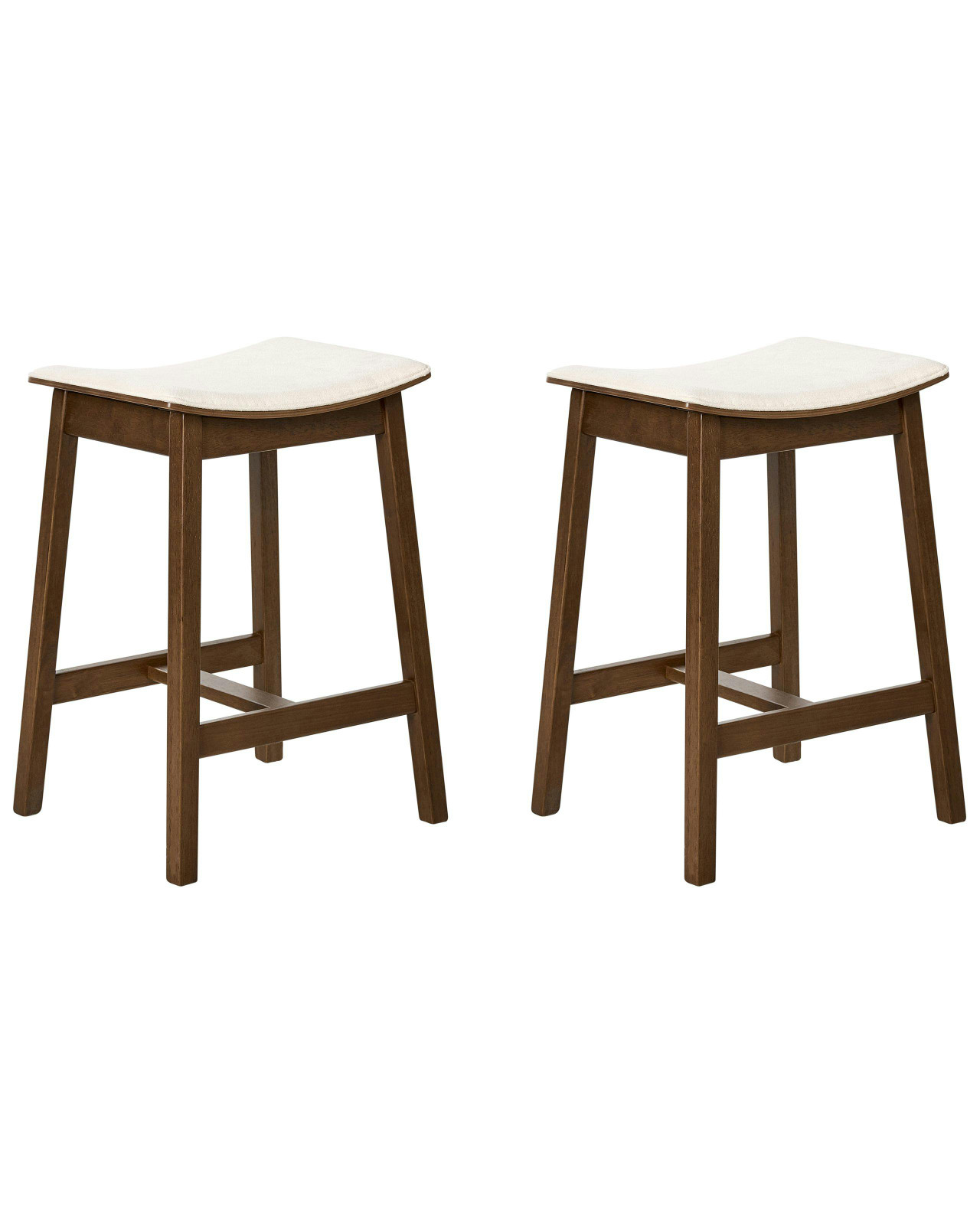Conjunto de 2 bancos de bar DIXON Madeira Branco-creme/Castanho escuro